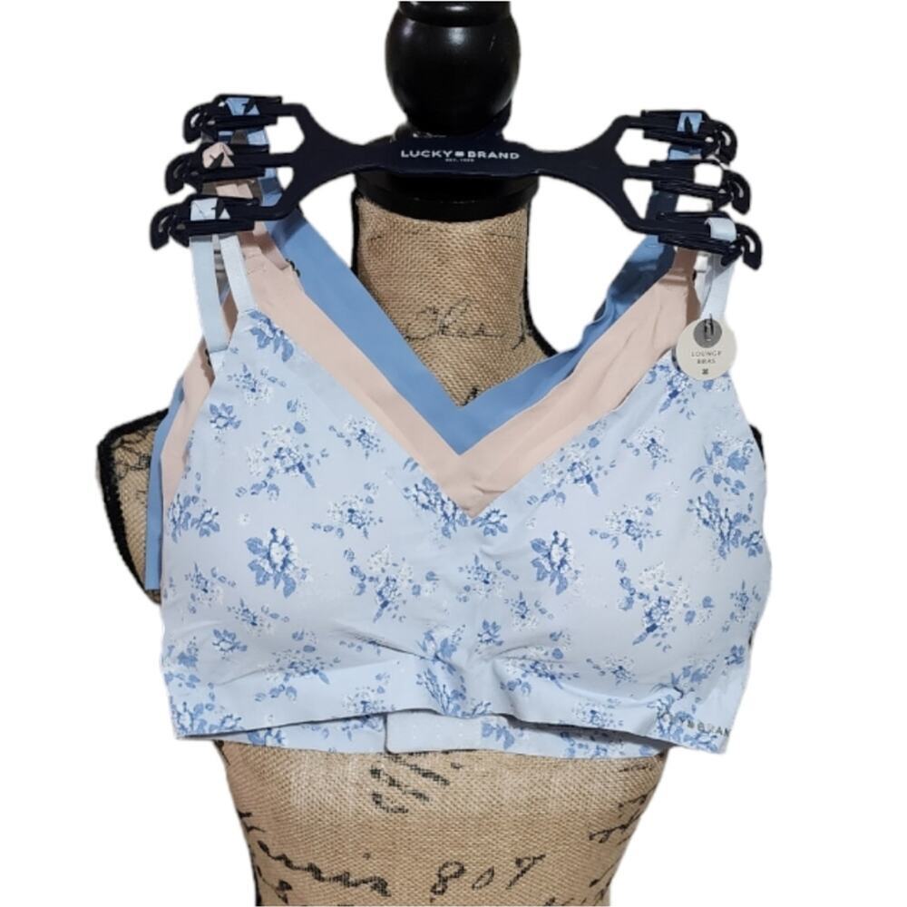 Lucky brand 3pk Laser Cut Lounge Active‎ Cozy Athletic Bras Bralettes Size Large